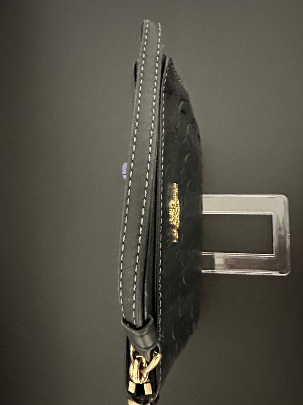 Coach Black Embossed Signature Wristlet with Gold Accent & Charm. Perfect - Picture 8 of 13